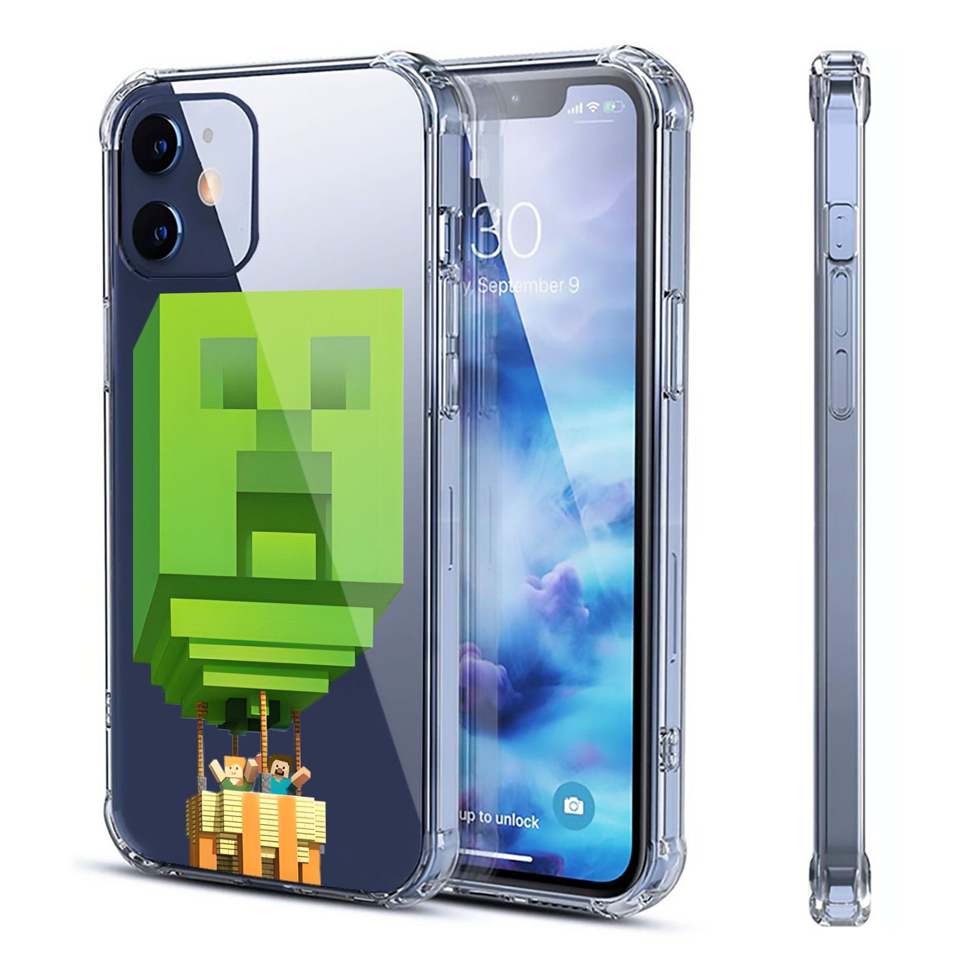 （画像用） マインクラフト ブロックの世界 Minecraft MC Block world 【iPhone 12シリーズ対応】透明スマホケース（クリアソフトケース）